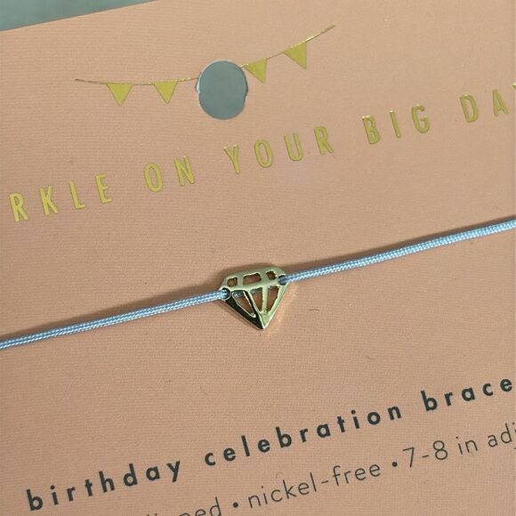 Lucky Feather Sparkle On Your Big Day Birthday Celebration Bracelet 14K Gold Dip - Picture 5 of 5